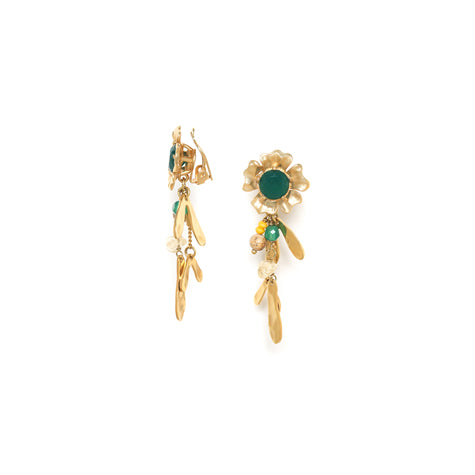 Frank Herval Mathilde Flower Clip-On Earings - Gold