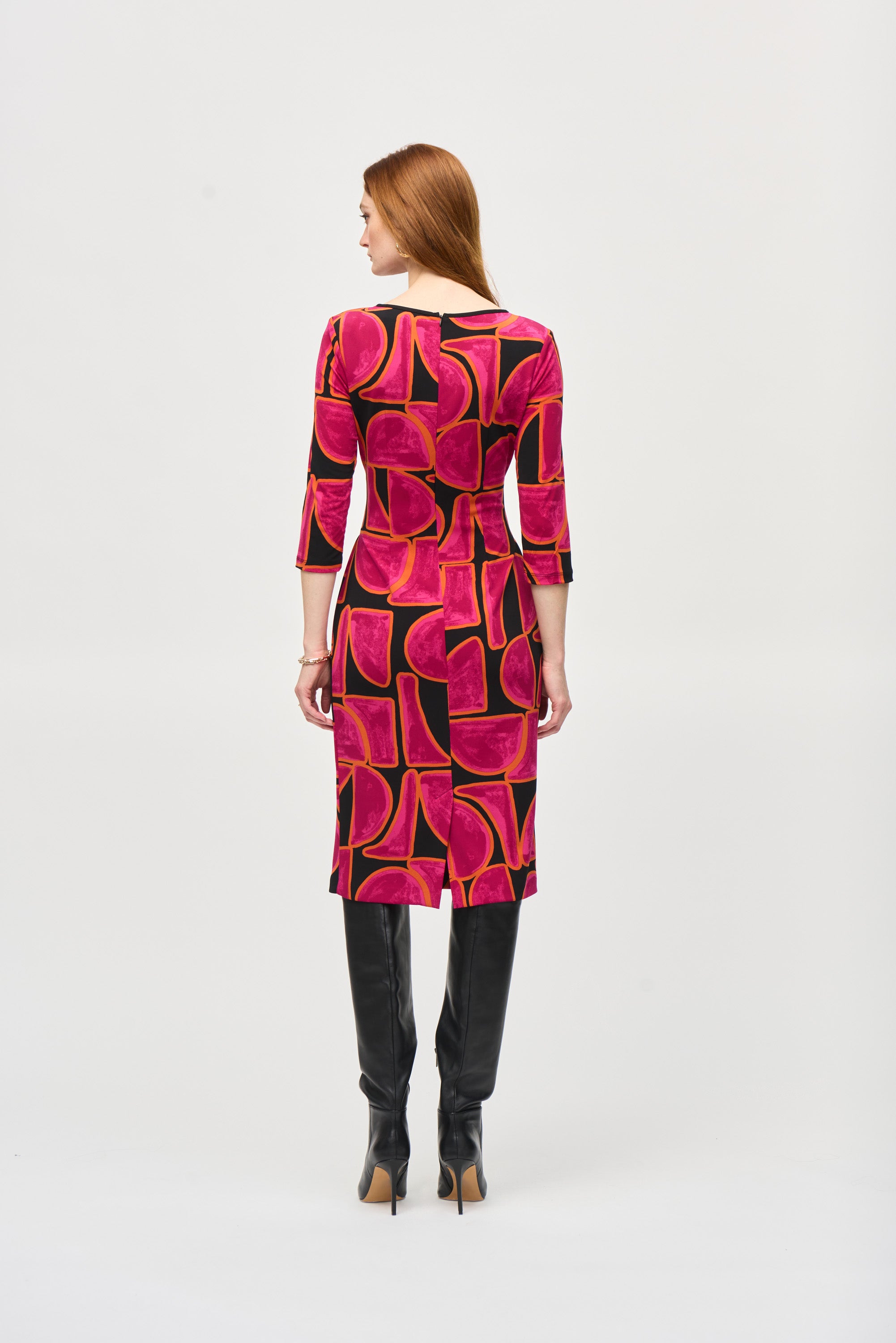 Joseph Ribkoff Abstract Print Sheath Dress 243297 - Black/ Multi