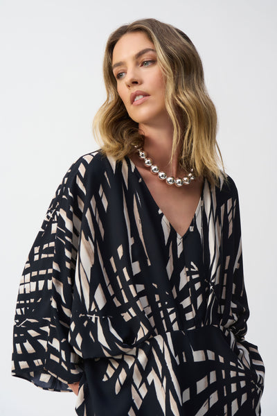 Joseph Ribkoff Tropical Print Top With Butterfly Sleeves Style 262087