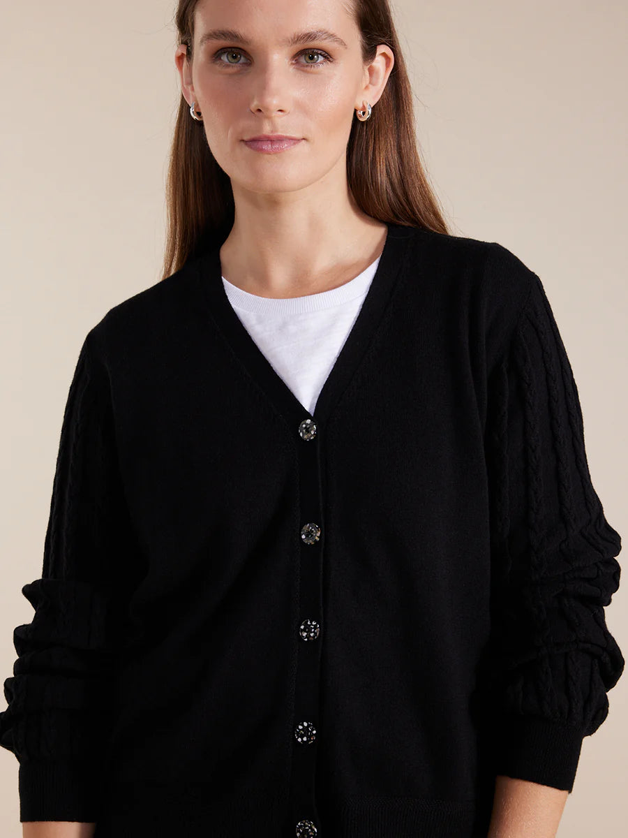 Marco Polo Cable Sleeve Cardigan - Black