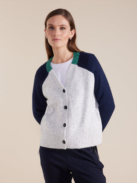 Marco Polo Colour Block Cardigan Heather Grey