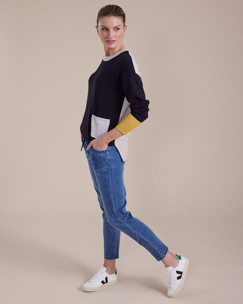 Marco Polo Colour Block Sweater Black
