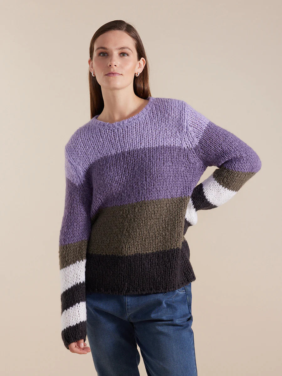 Marco Polo Chunky Block Stripe Sweater - Multi Stripe