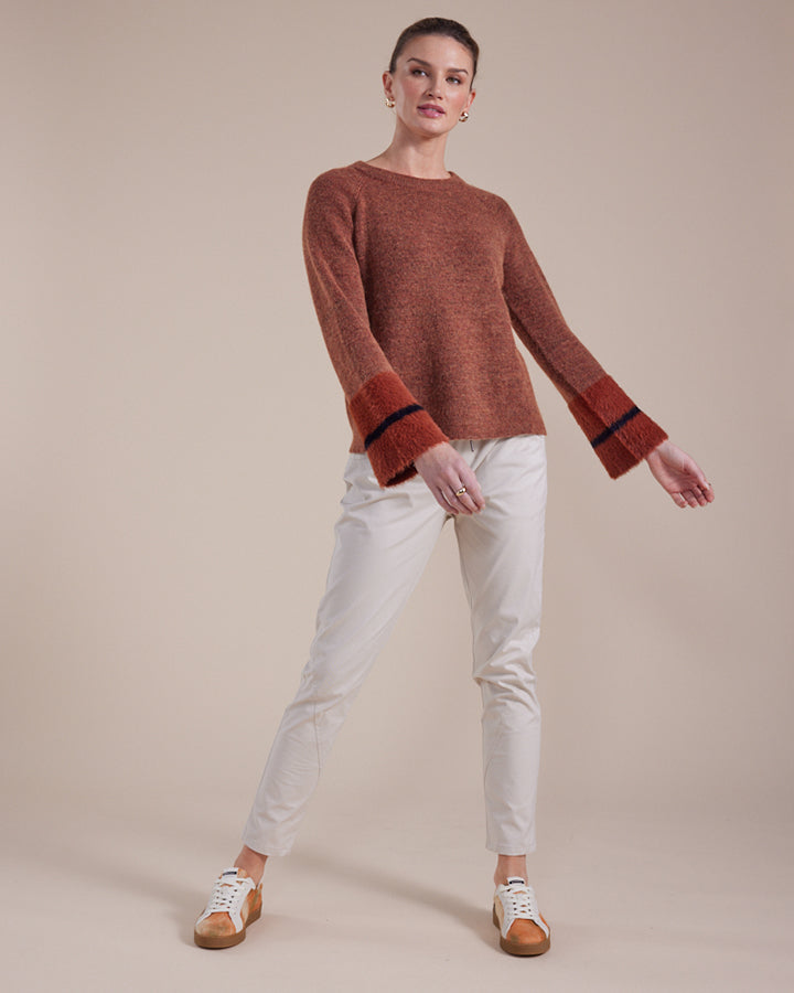 Marco Polo Wide Sleeve Contrast Sweater - Russet