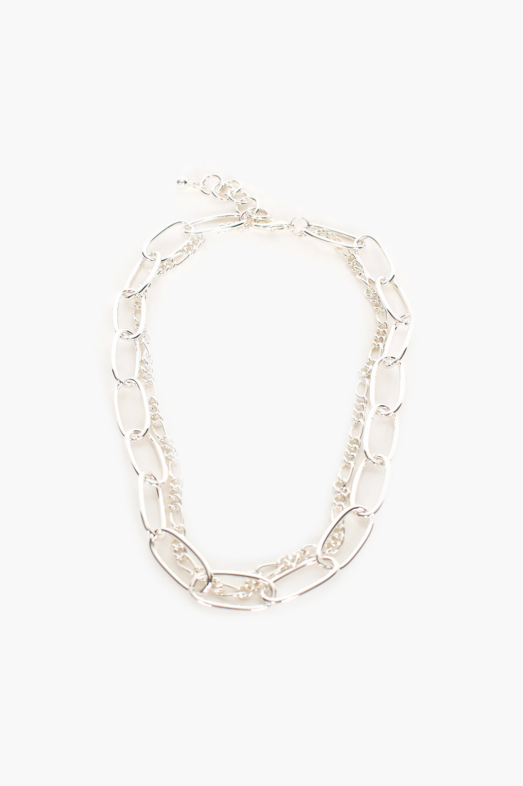 Adorne Duo Chunky & Fine Chain Necklace - Silver