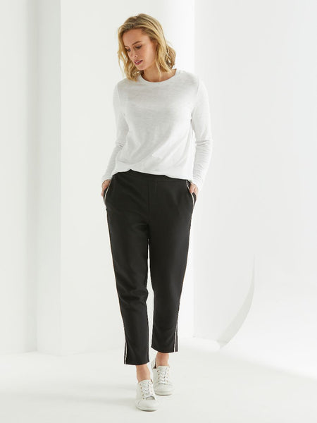 Marco Polo - Cropped Split Pant - Black - Stretch - Pizazz Boutique