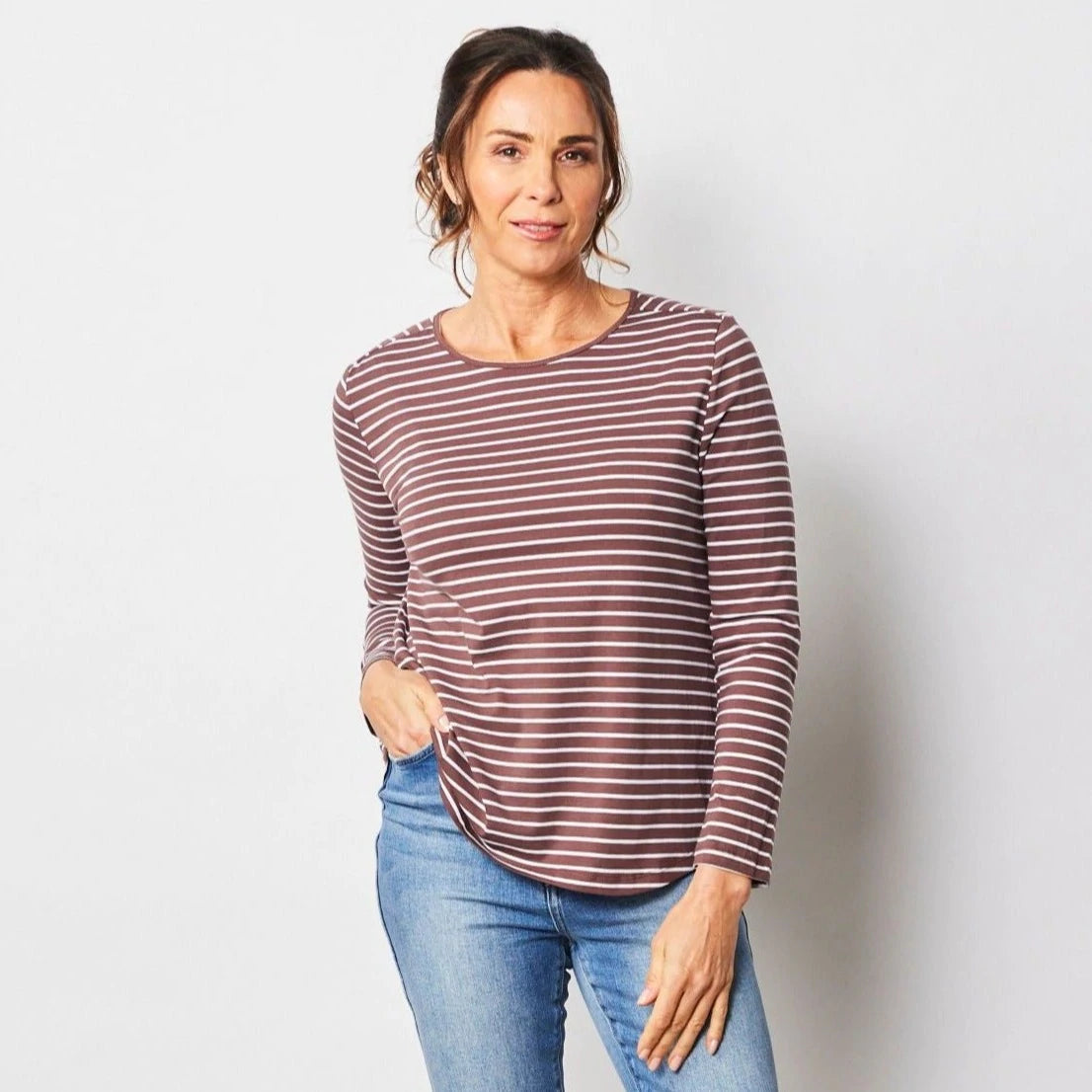 See Saw Striped Top - Chocolate