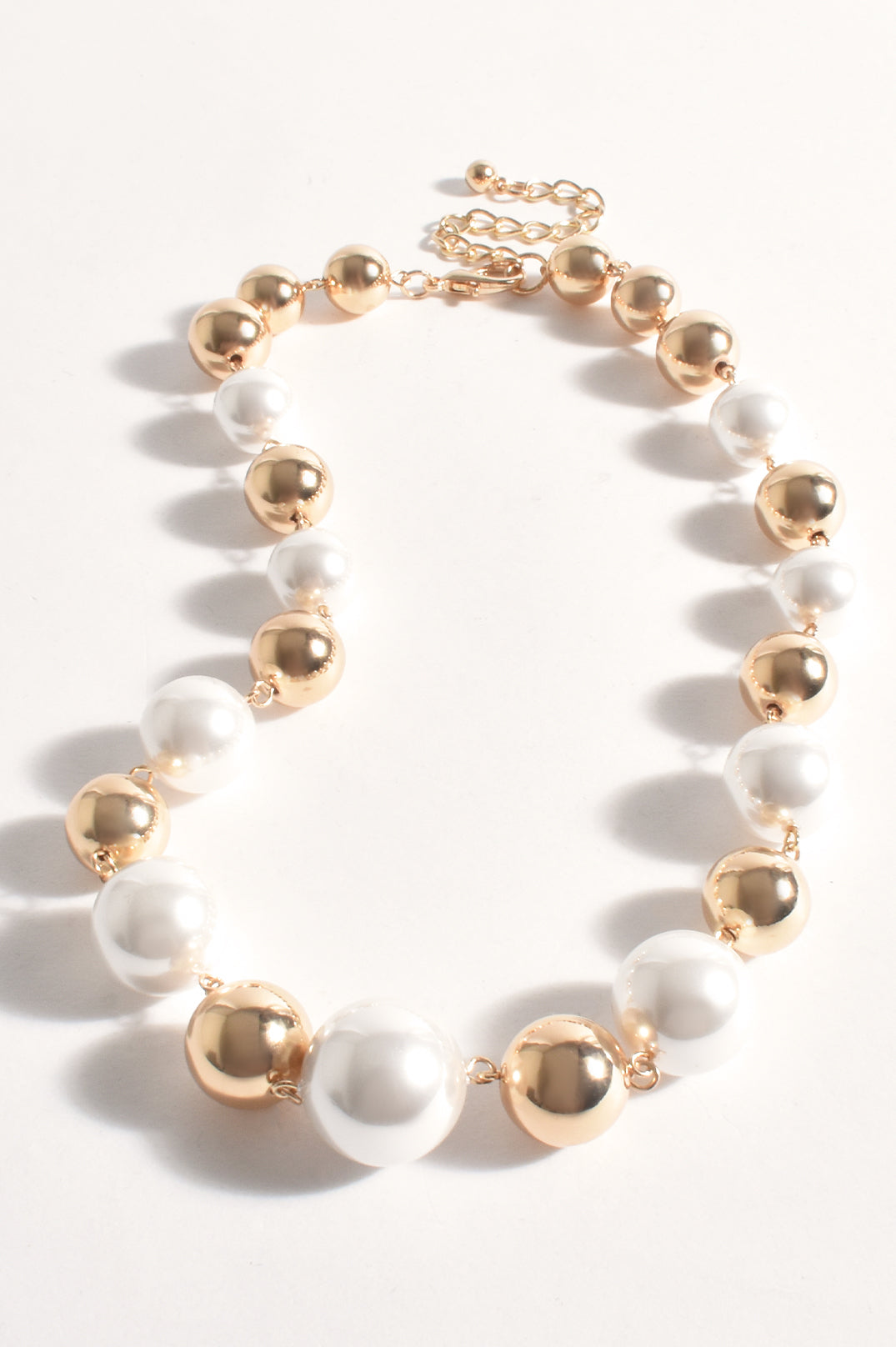 Adorne Faux Pearl Metal Ball Necklace - Available in 2 Colours