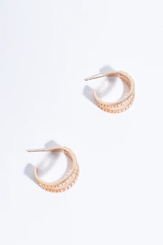 Adorne Baguette Cut Jewel Earings 4162 - Gold