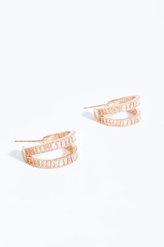 Adorne Baguette Cut Jewel Earings 4162 - Gold