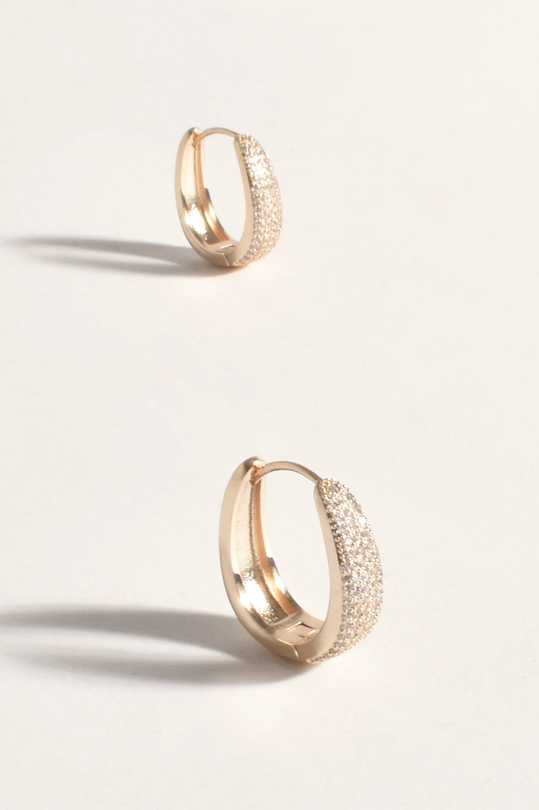 Adorne Lane Curved Diamante Hoops - Gold