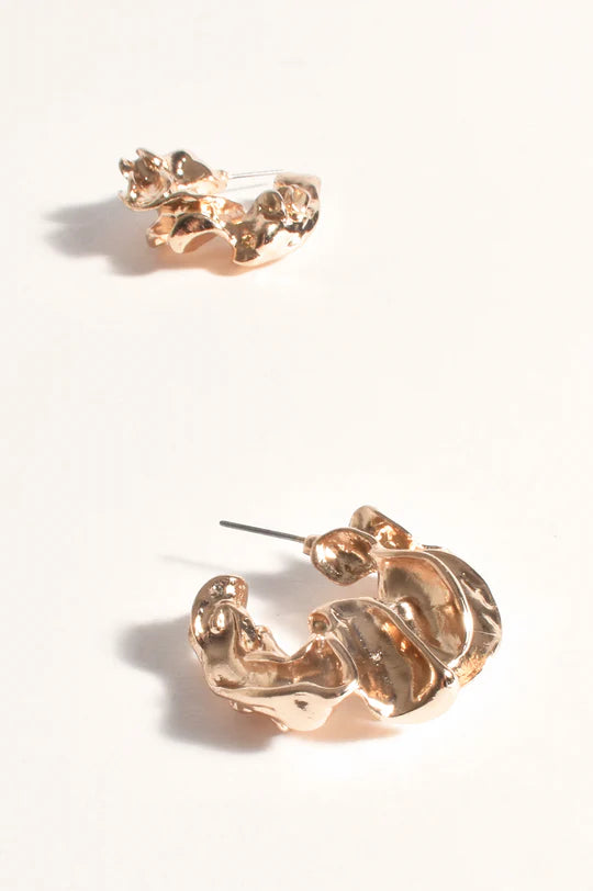 Adorne Molten Mini Hoops - Gold