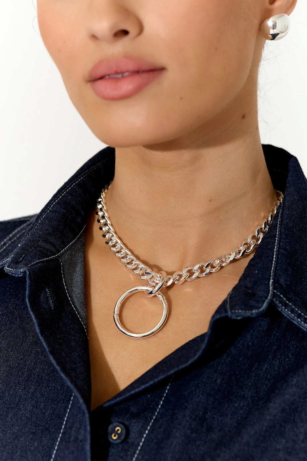 Adorne Ring Drop Chain Necklace - Available in 2 Colours