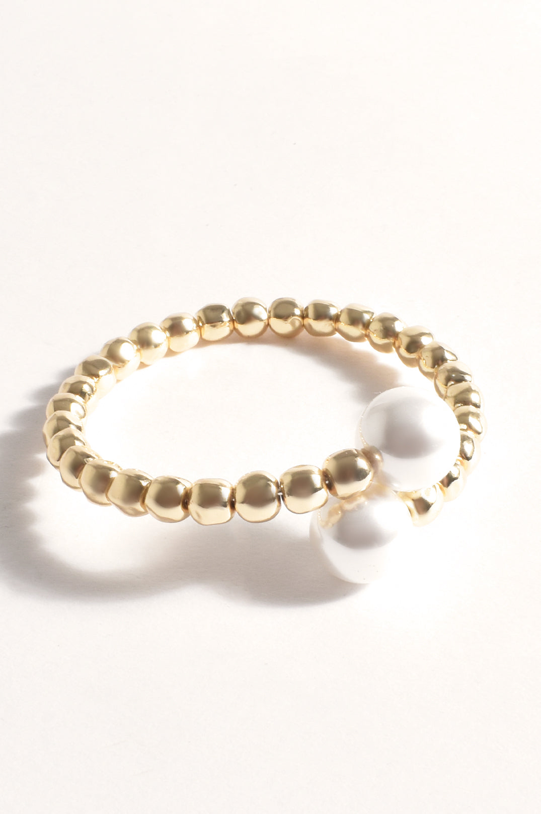 Adorne Shell Pearl Metal Bead Wrap Cuff - Cream/ Gold