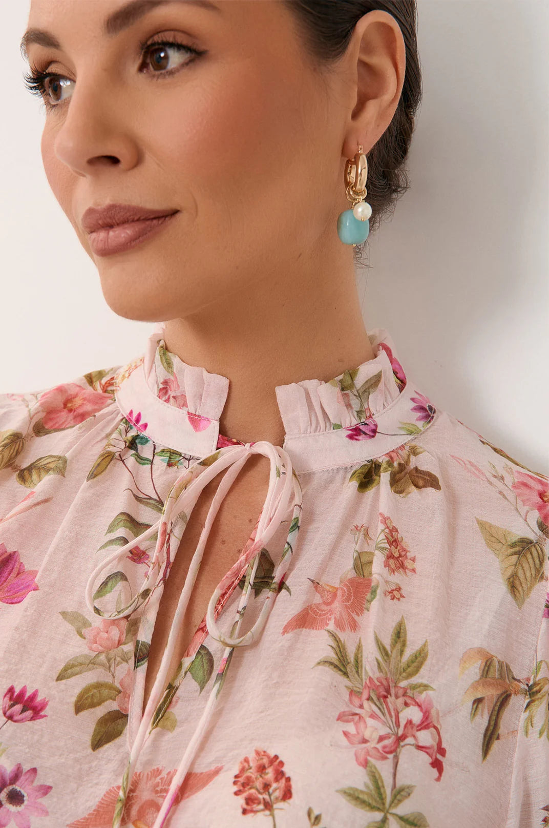 Adorne Stone And Pearl Mix Hoops 4201 - Gold/ Mint