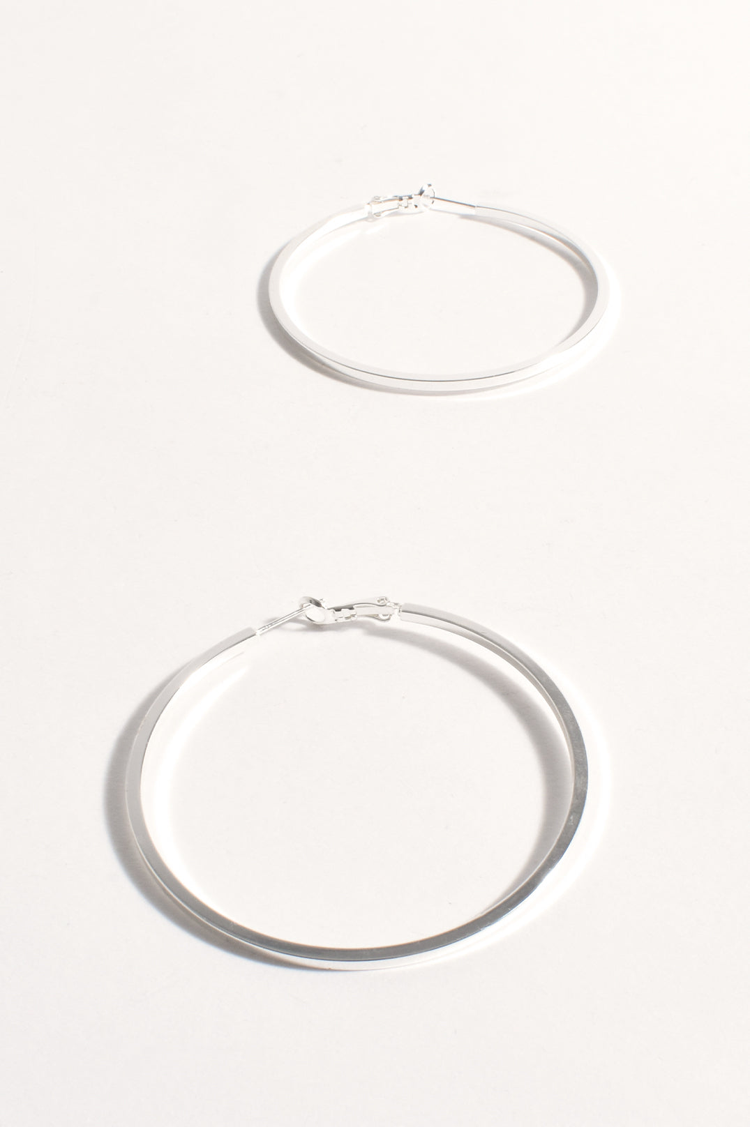 Adorne Jewellery Straight Edge Hoops - Silver