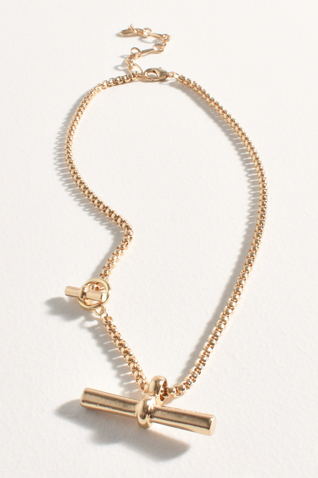 Adorne Toggle Detail Interest Chain Necklace 2618 - Gold and Silver