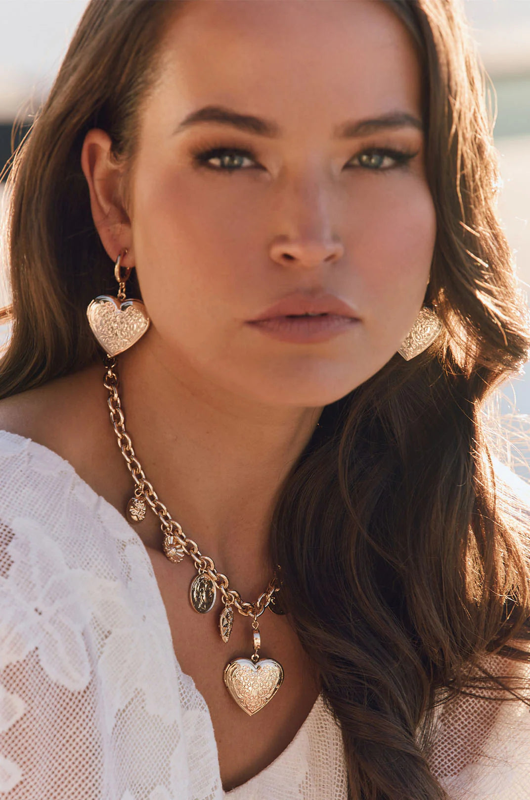 Adorne My Vintage Heart Statement Necklace 2690 - Gold