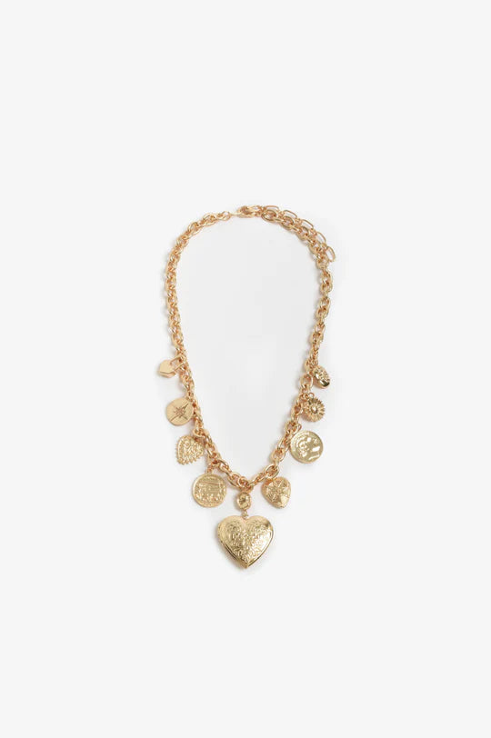 Adorne My Vintage Heart Statement Necklace 2690 - Gold
