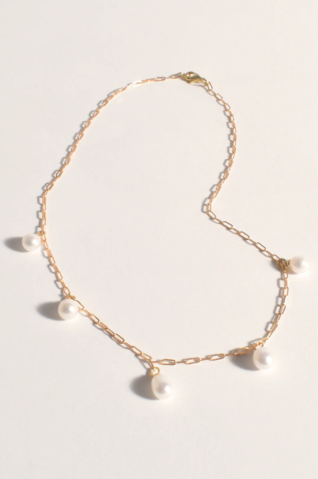 Adorne Pearl Droplets Short Necklace - Gold/Cream