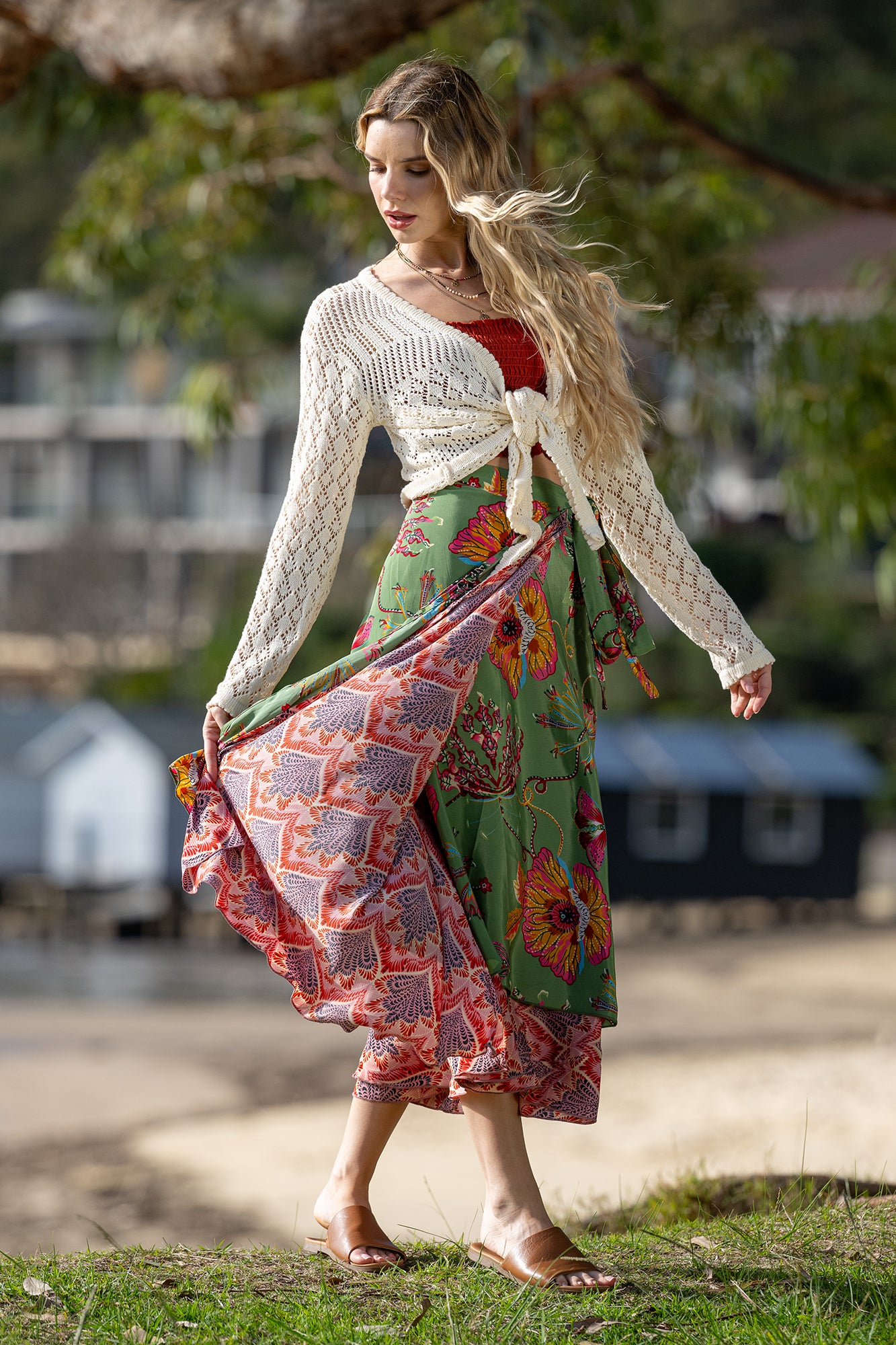 Cienna Posey Wrap Skirt - Print