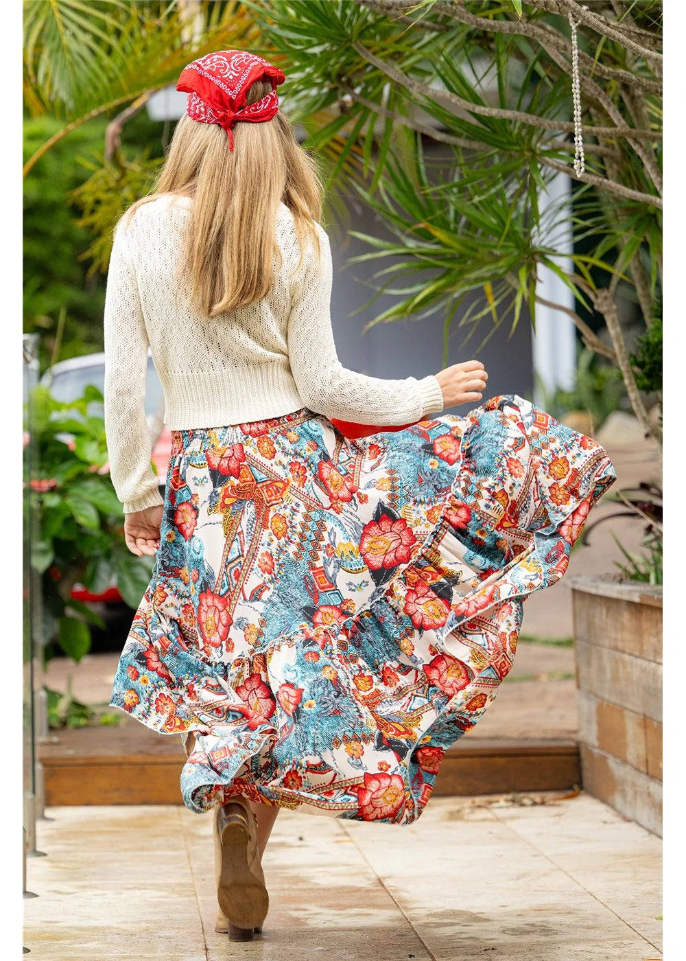 Cienna Margot Frill Maxi Skirt - Print