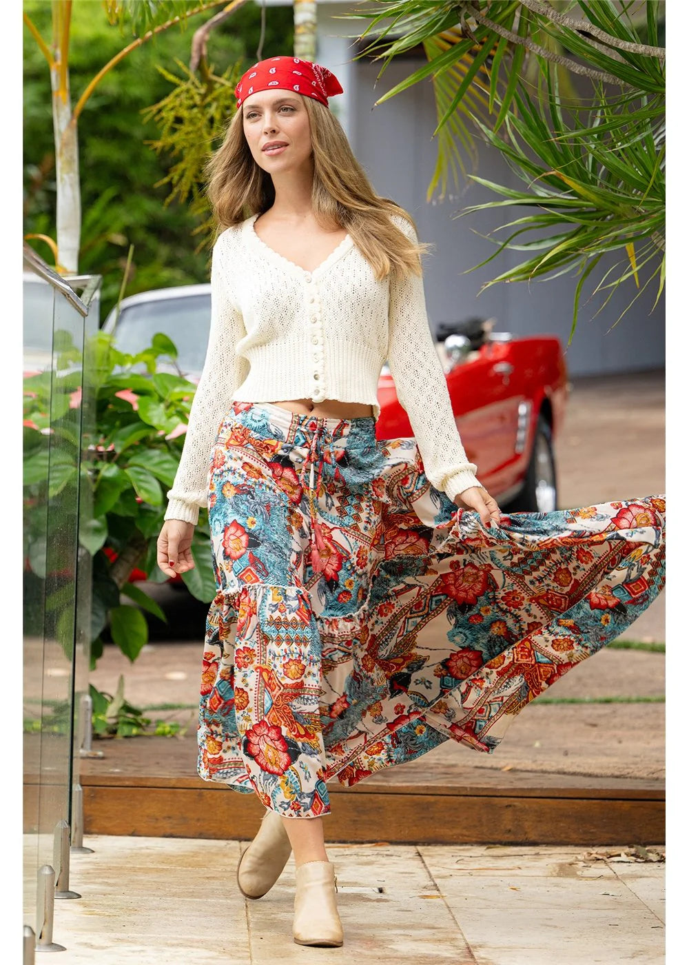Cienna Margot Frill Maxi Skirt - Print