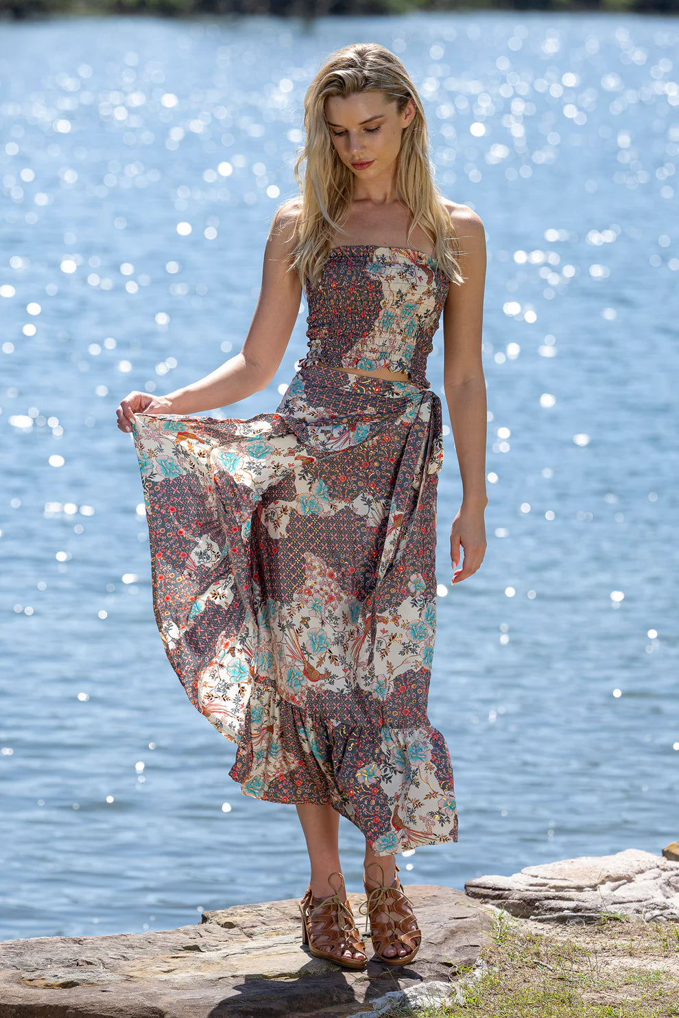 Cienna Samara Frill Wrap Skirt - Print