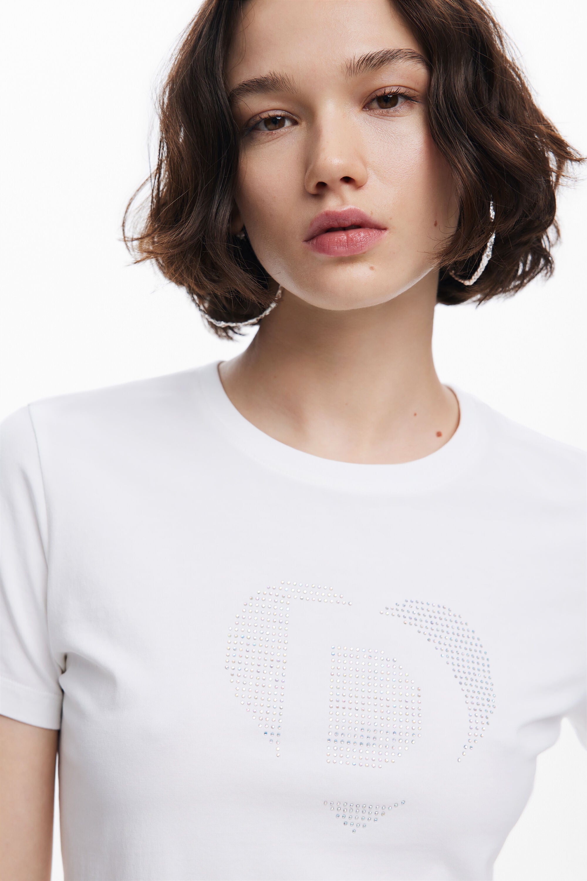 Desigual Diamonte Logo T'Shirt - White