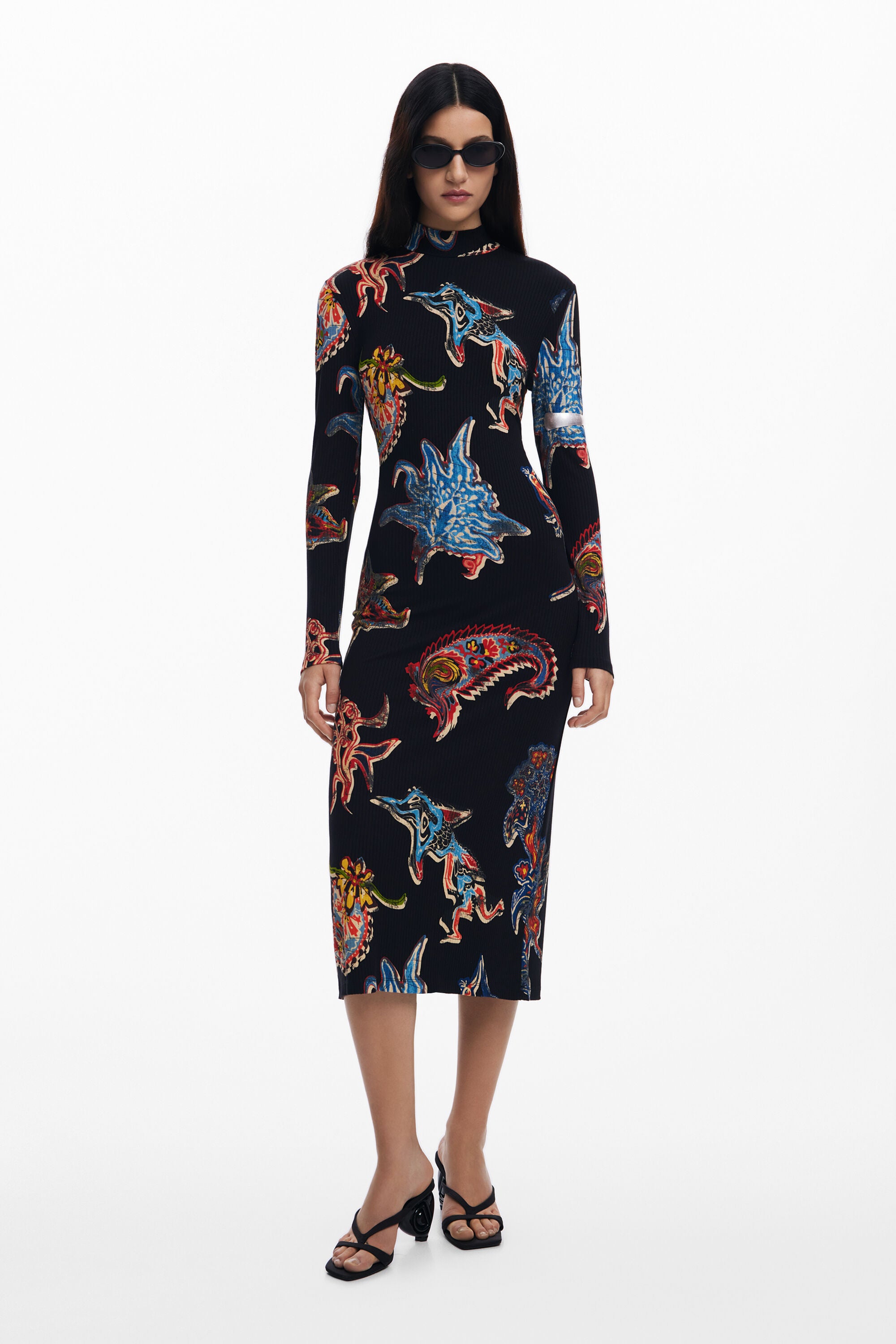 Desigual Midi Dress - Melted Paisleys - Black
