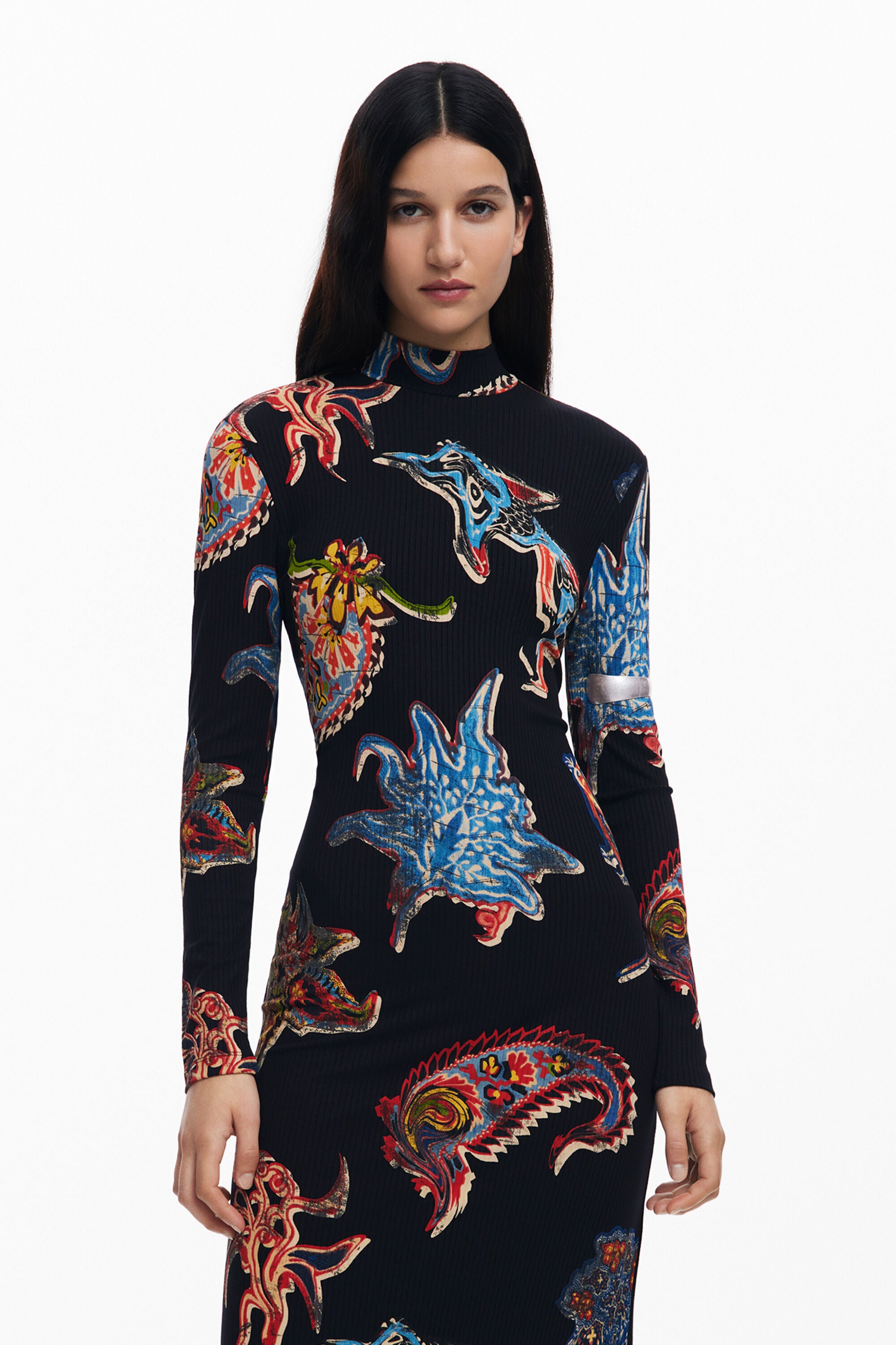 Desigual Midi Dress - Melted Paisleys - Black