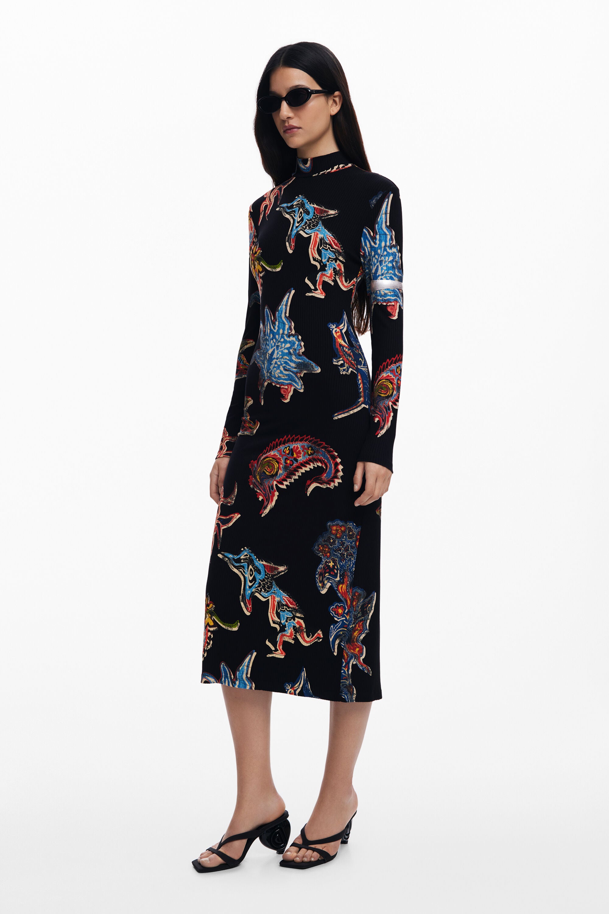 Desigual Midi Dress - Melted Paisleys - Black
