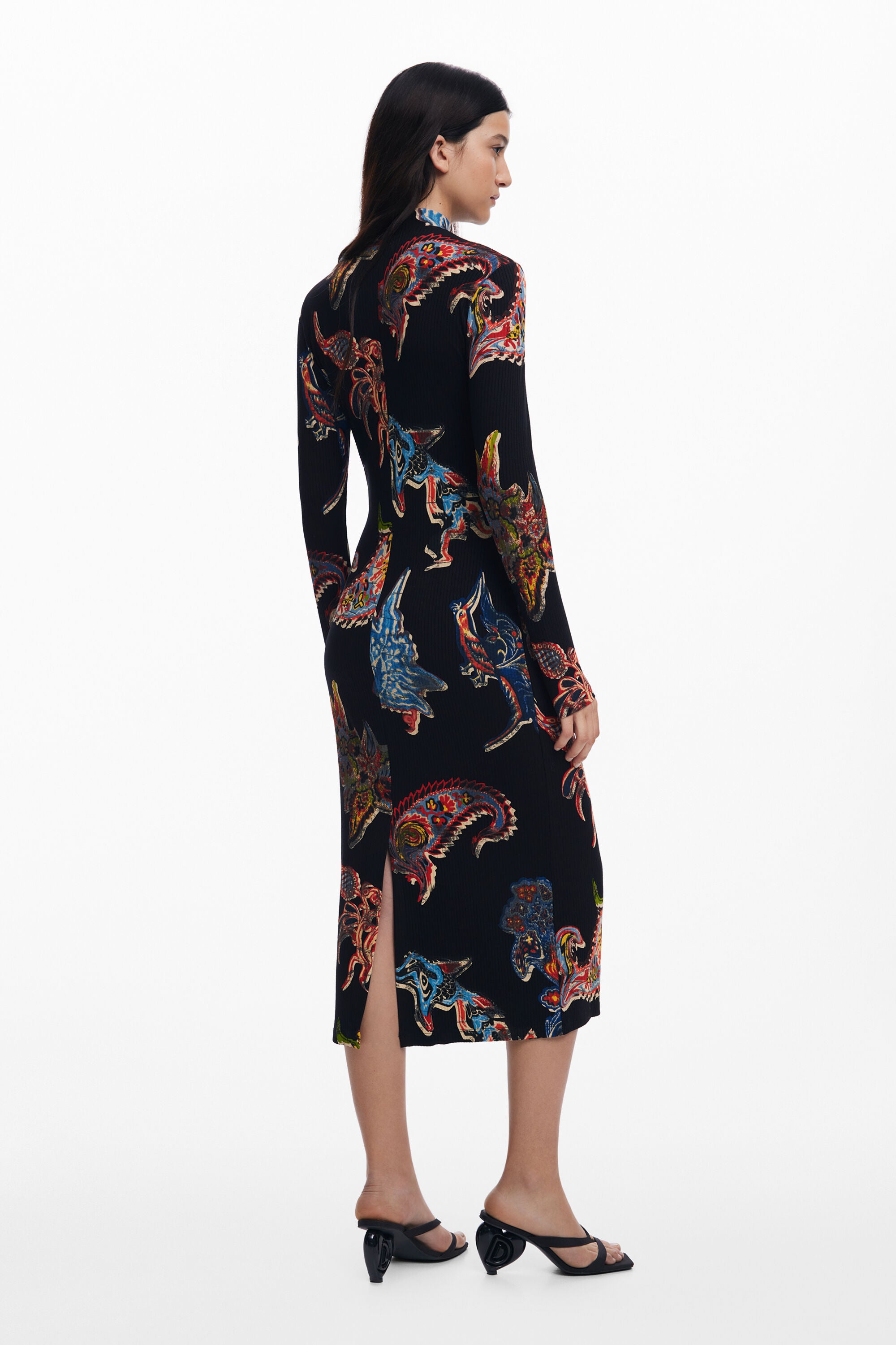 Desigual Midi Dress - Melted Paisleys - Black
