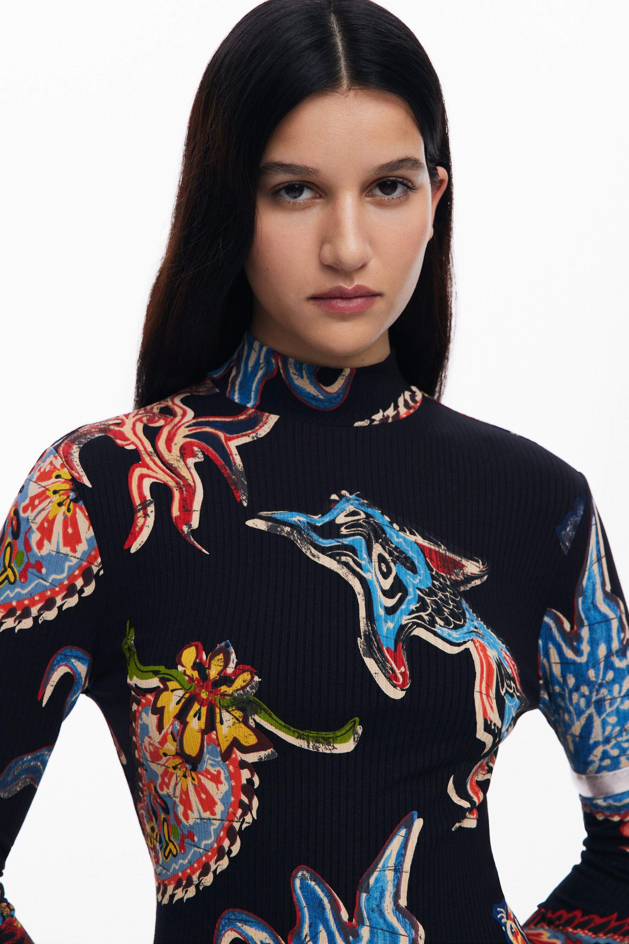 Desigual Midi Dress - Melted Paisleys - Black