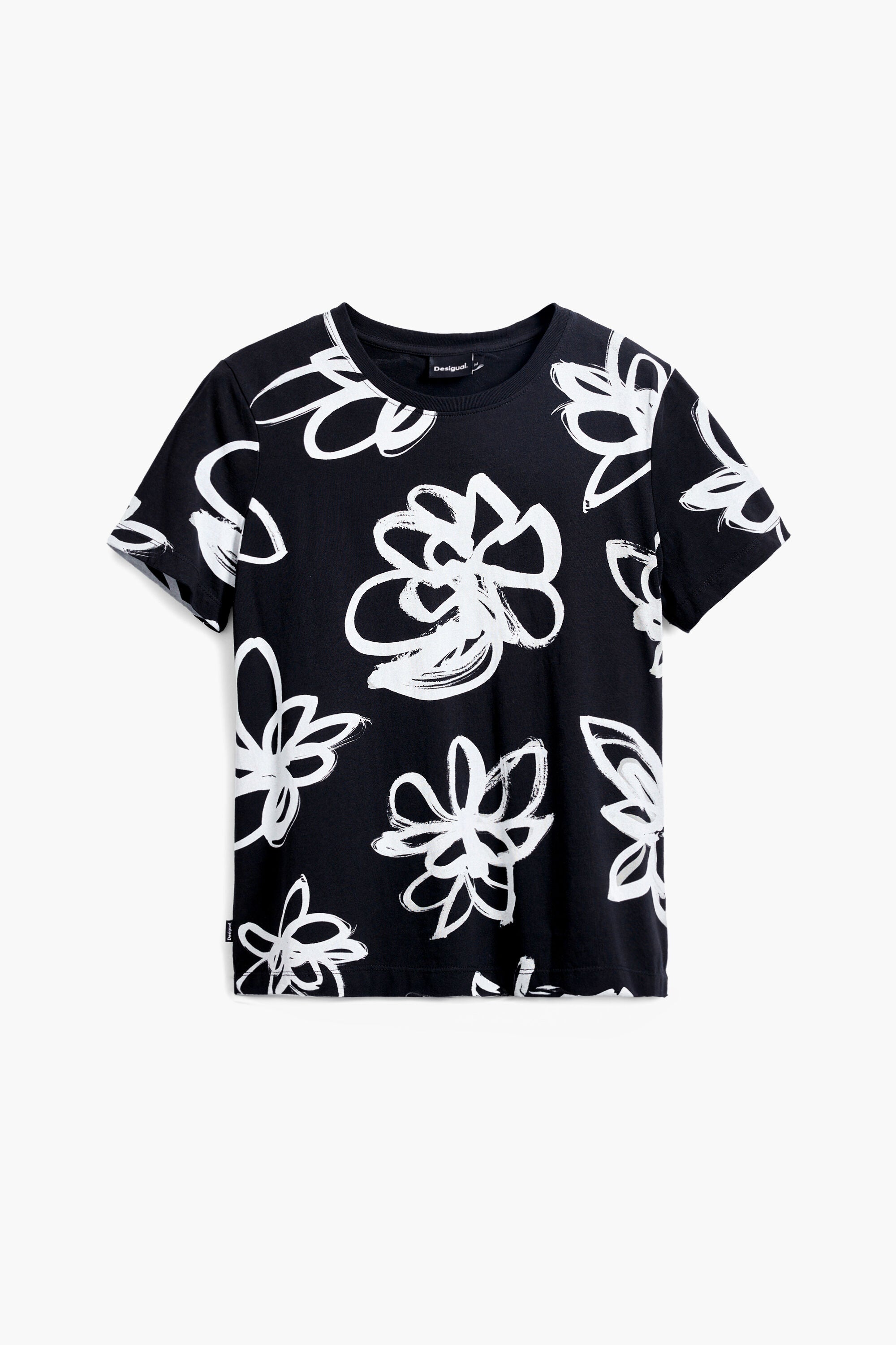 Desigual Flower Print Top - Black/ White