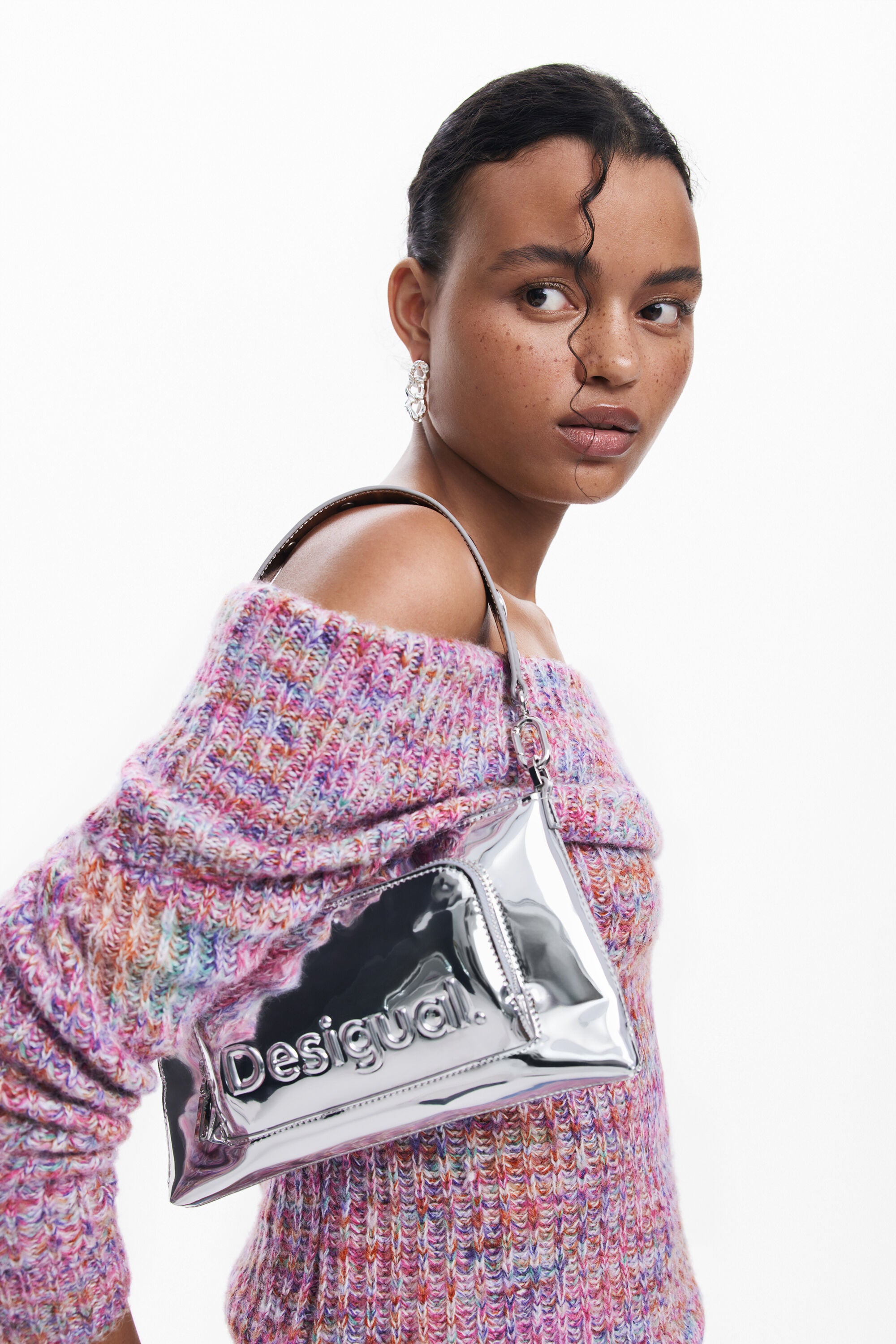 Desigual Logo Crossbody Bag - Silver