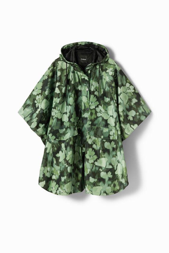 Desigual Fabric Poncho - Camouflage Floral Green
