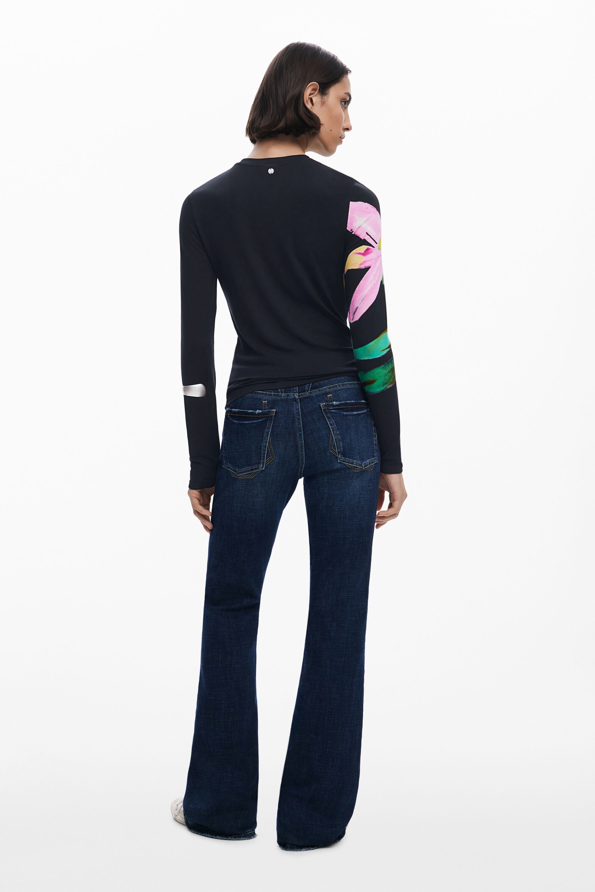 Desigual Watercolour Print Top - Black