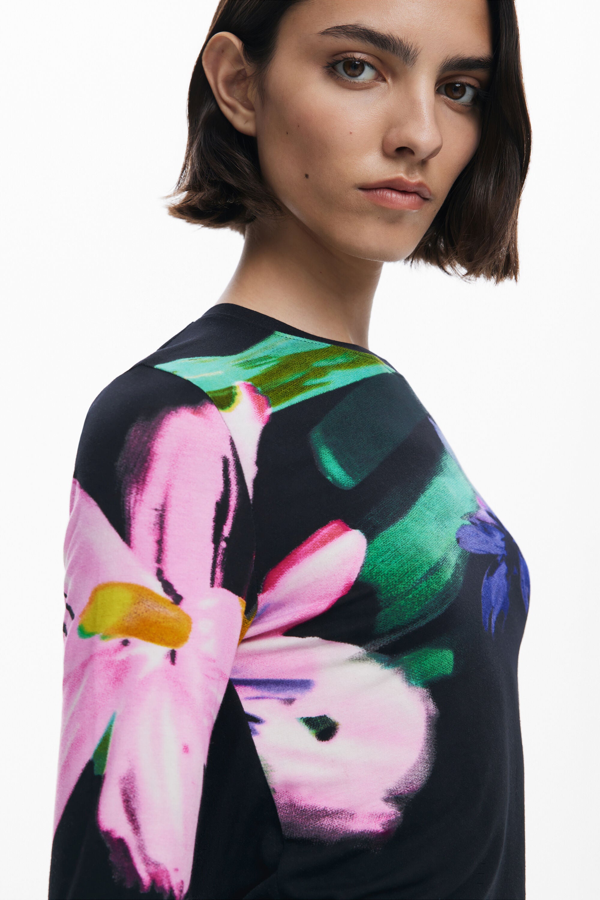 Desigual Watercolour Print Top - Black