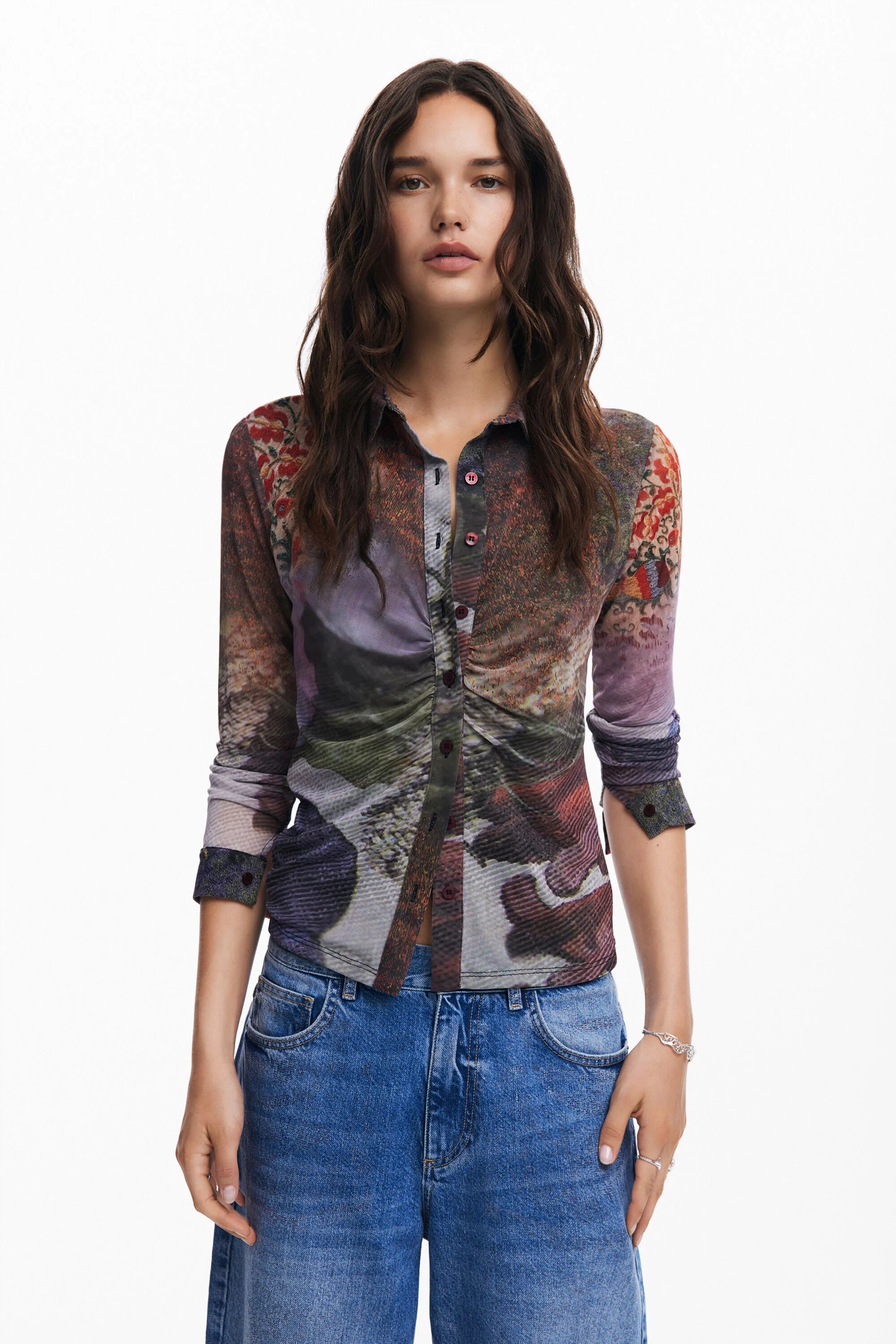 Desigual Silky Print Shirt - Autumn Forrest