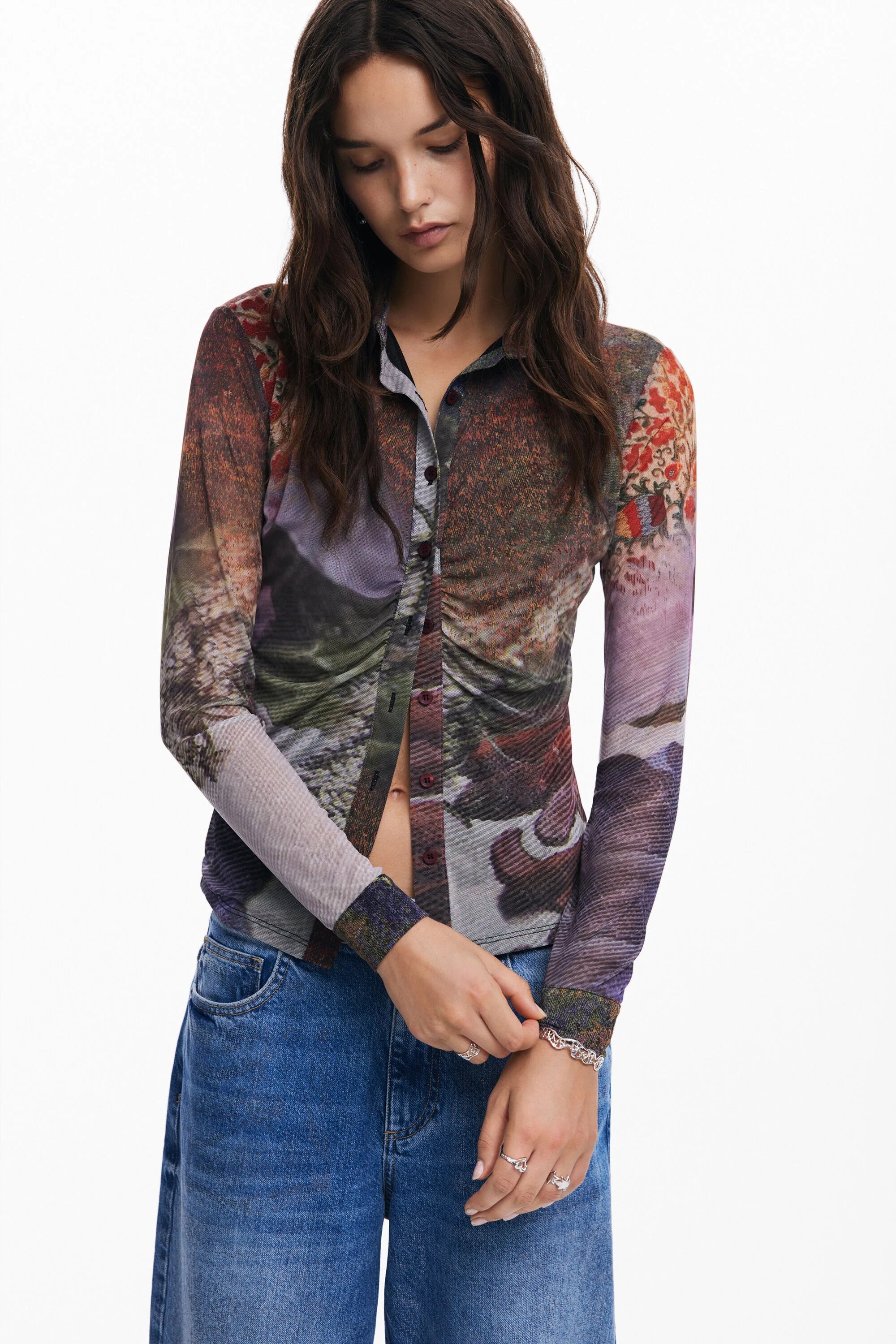 Desigual Silky Print Shirt - Autumn Forrest