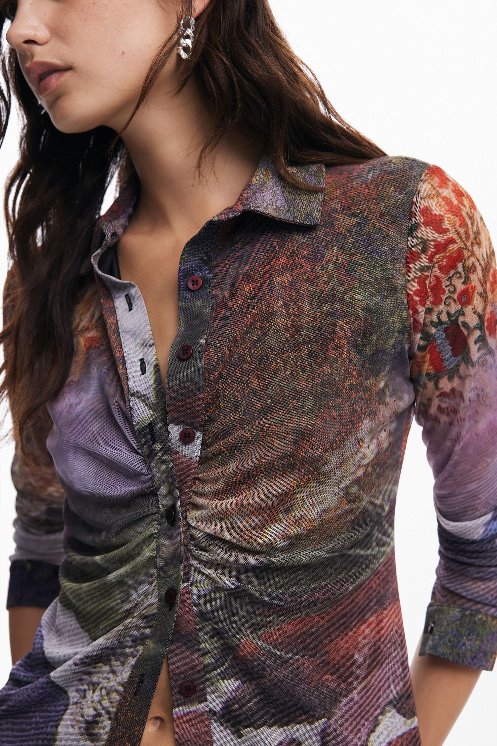 Desigual Silky Print Shirt - Autumn Forrest