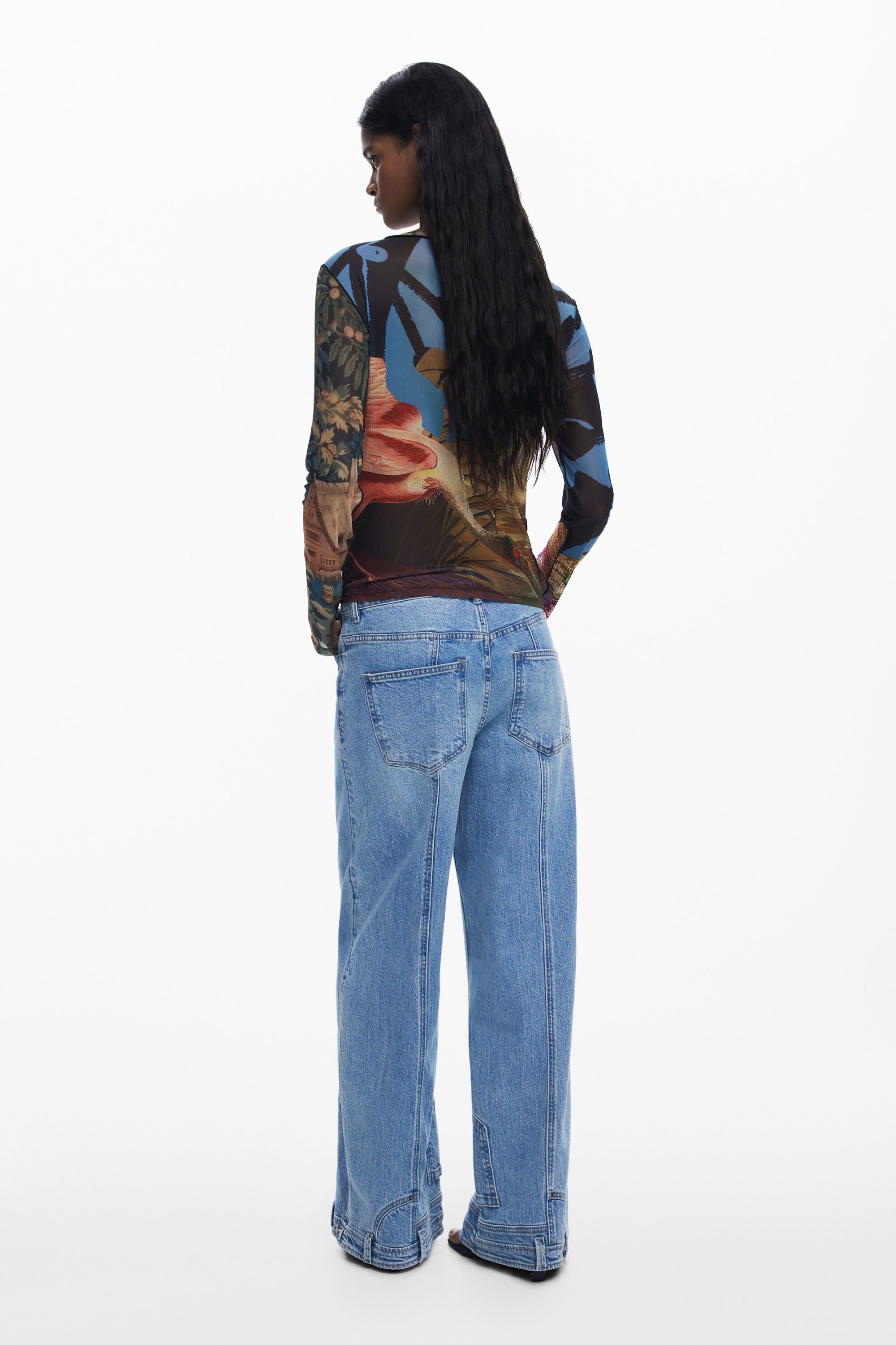 Desigual Mesh Oriental Print Top 395028 - Multi