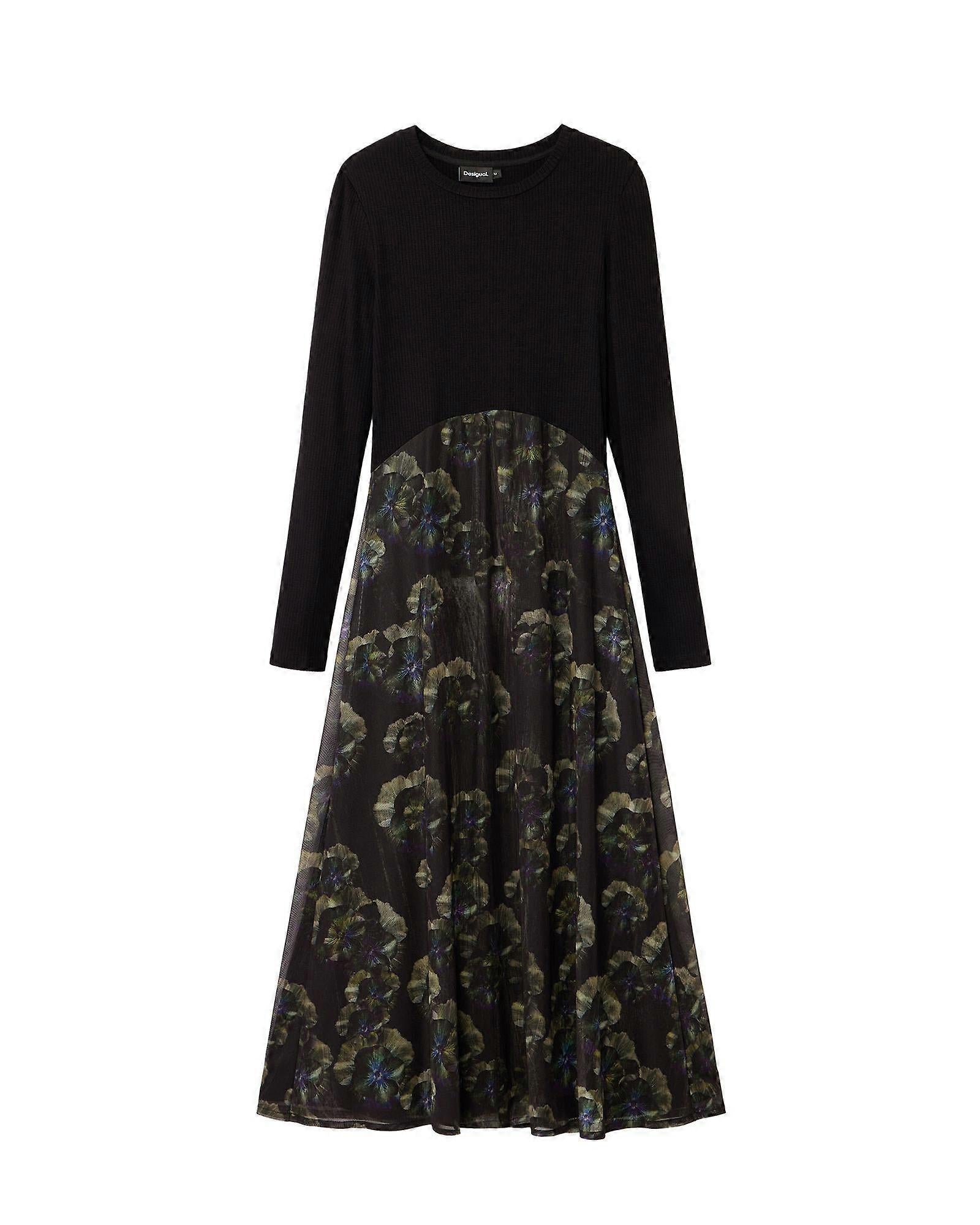 Desigual Midi Floral Print Dress - Black/ Multi