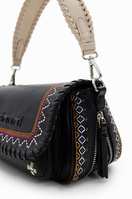 Desigual Midsize Embroidered Crossbody Bag - Black/Multi