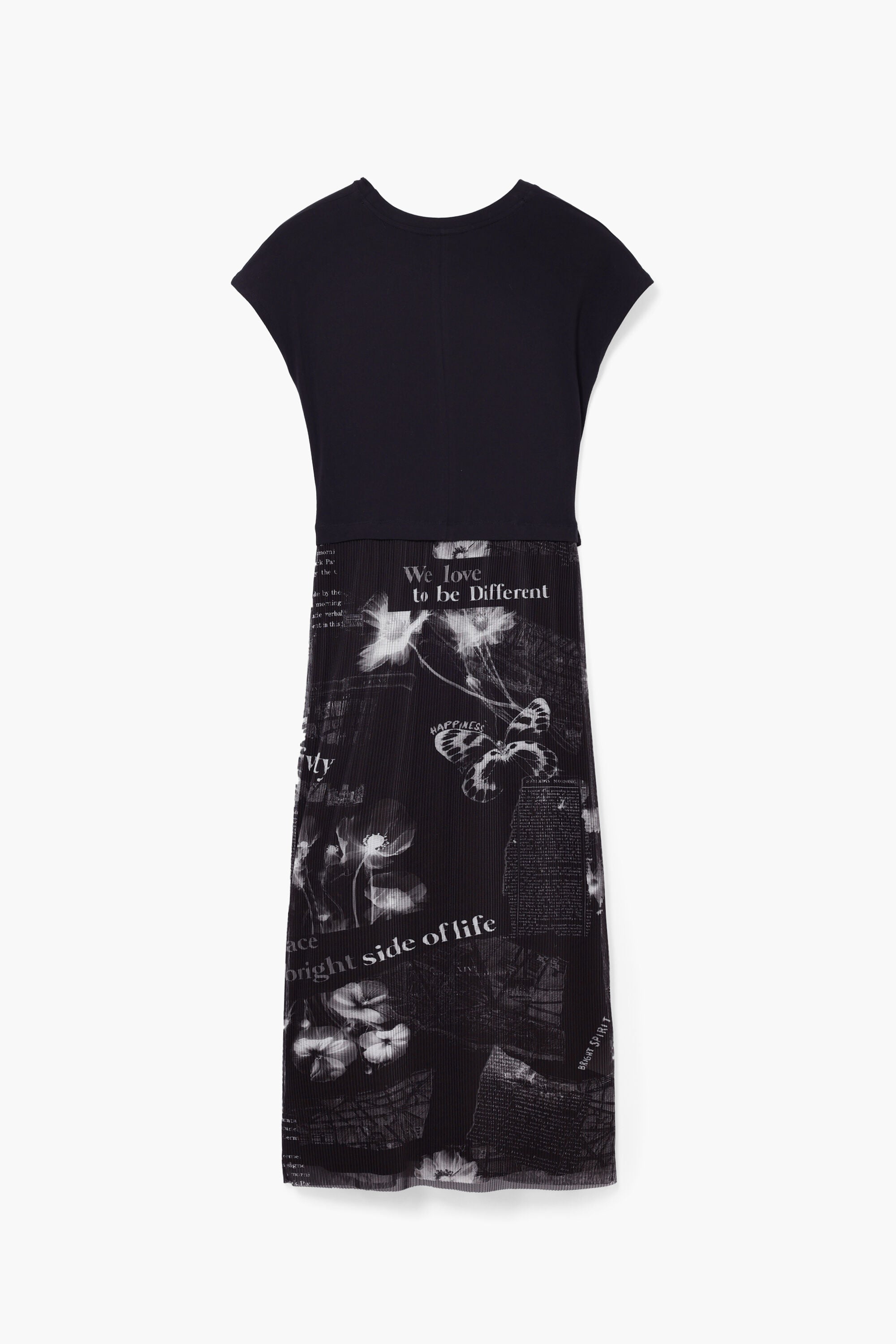 Desigual Pleated Midi Dress - Black/ White