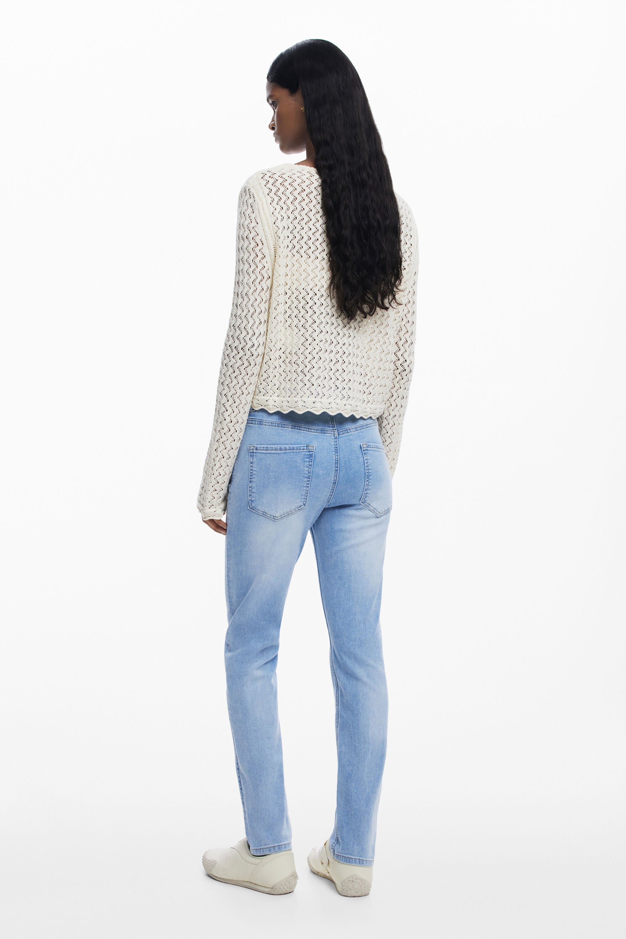 Desigual Slim Jeans With Patches - Washed Denim