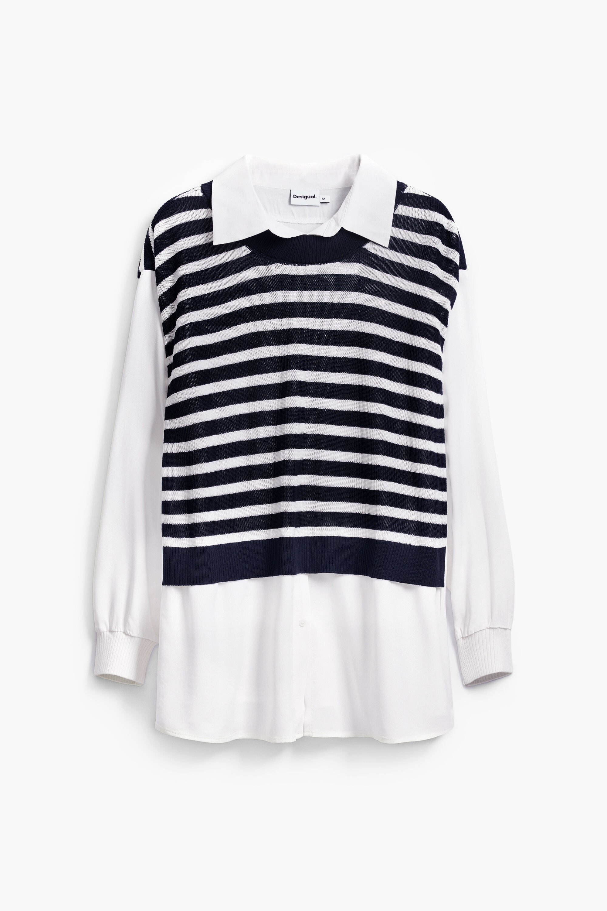 Desigual Striped Vest Shirt - Navy/ White