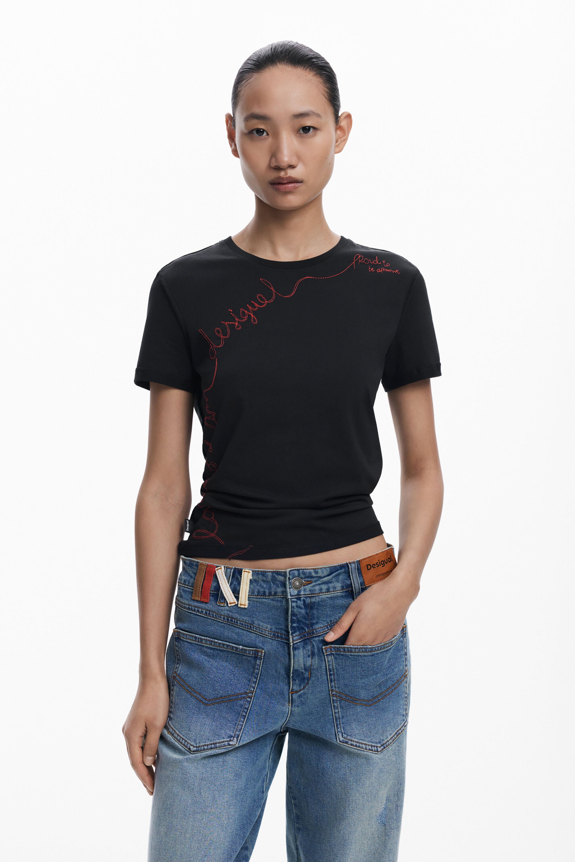Desigual Embossed Print T'Shirt - Black