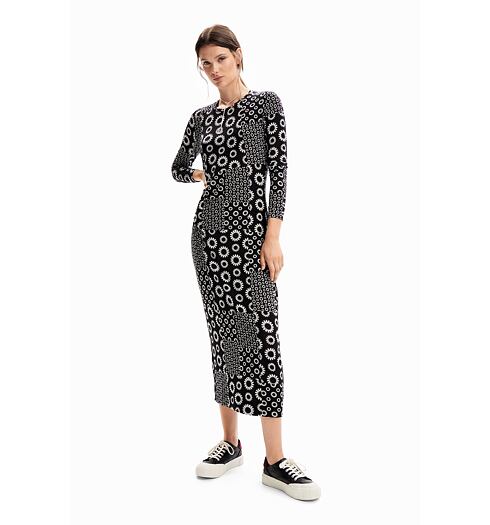 Desigual Slinky Motif Print Dress - Black/White